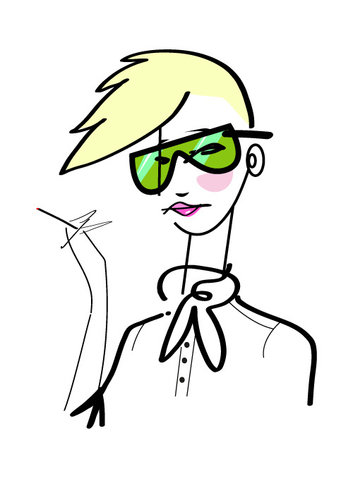 Specialmagazin #illustration #minimal #hair #portrait #black and white #woman #sunglasses #rouge #character