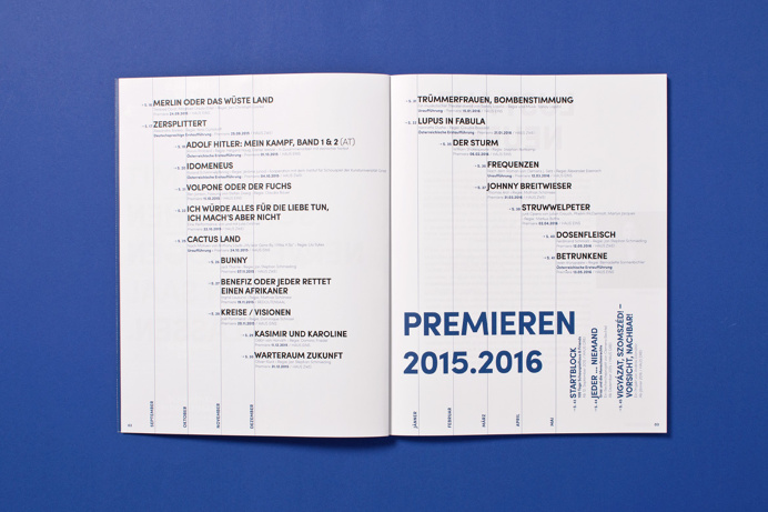 #graz #theatre #blue #underline #typography #editorial #index #content #infographic