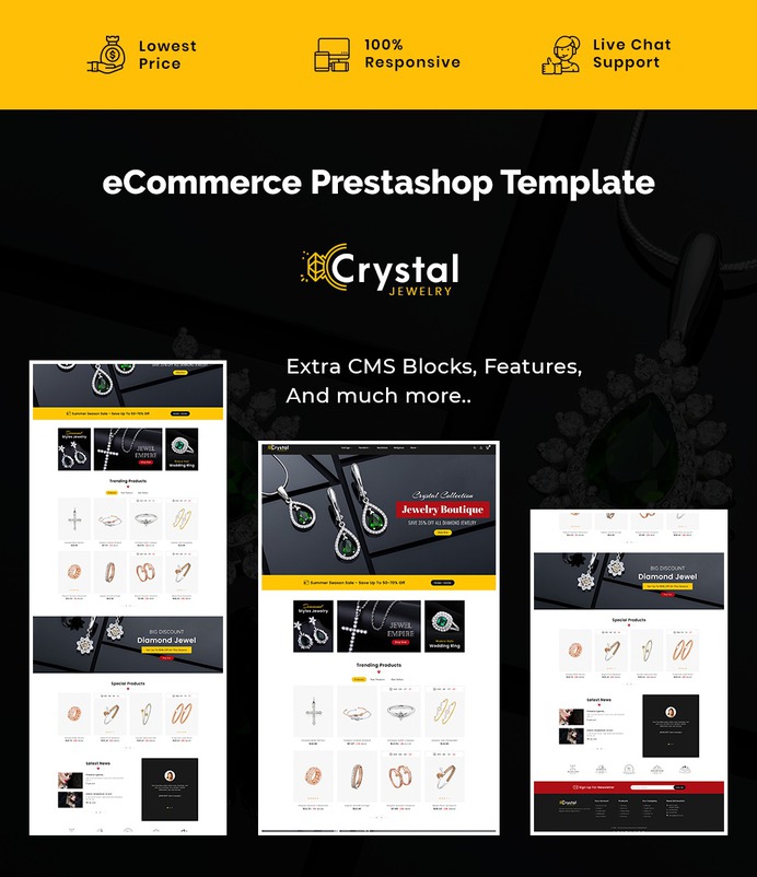 #Crystal #Jewelry - #Diamond #Imitation Store #Prestashop #Responsive #Theme | #TemplateTrip #eCommerce #Website #Template
