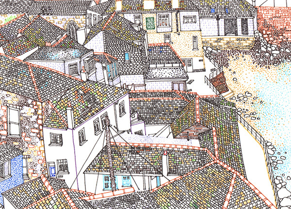 Sketch book : Travel illustrations on Behance, by rooftop illustrations Crop into St Ives illustration #ives #cornwall #seaside #community #st #holiday #sea #buildings
