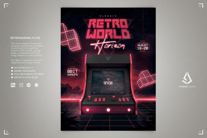 Bartop Arcade Flyer Retro Gaming Template
