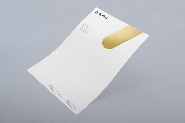 Letterhead with gold metallic ink detail for print production studio Cerovski designed by Bunch #stationery