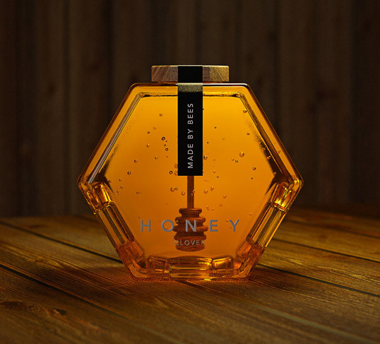 lovely package hexagon honey 1 #bottle #packaging #glass #product #honey #hexagon