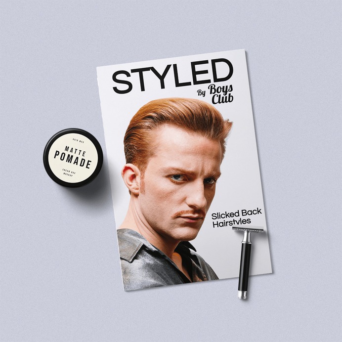 Magazine & Pomade Mockup Scene #mockup #package #magazine #design