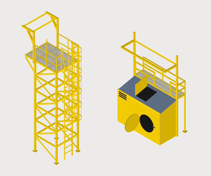 Isometric illustrations for rope access specialists Total Solutions.