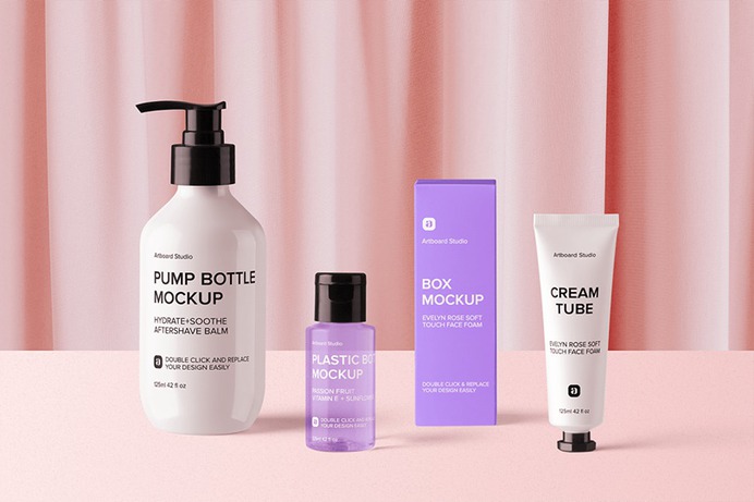 Cosmetic Packaging Mockup Scene #mockup #package #cosmetic #design #beauty #skincare
