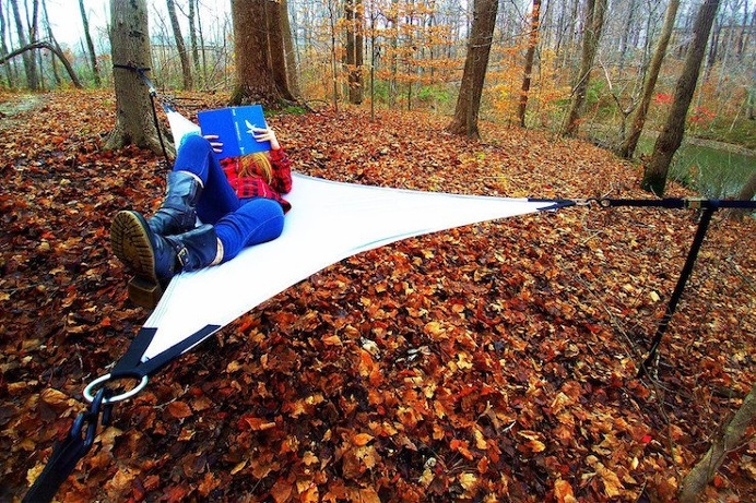 Troika Outdoors has innovated a hammock that does have a difference in structure requiring three attachments instead of the normal two along
