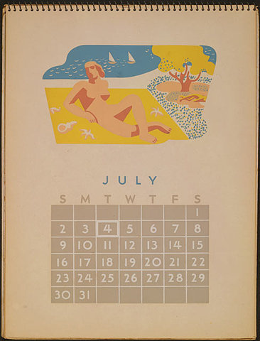 Posters from the WPA: Federal Art Project Calendar July #illustration