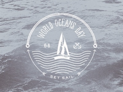 Dribbble - Holidays of June: Day 8 by Doug Penick #world #oceans #set #day #logo #sail #typography