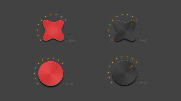 Volume knob in red and black Free Psd. See more inspiration related to Red, Black, Metal, Gray, Psd, Volume, Horizontal and Knob on Freepik.