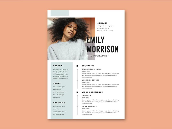 Free Photographer Resume Template with Professional Look
