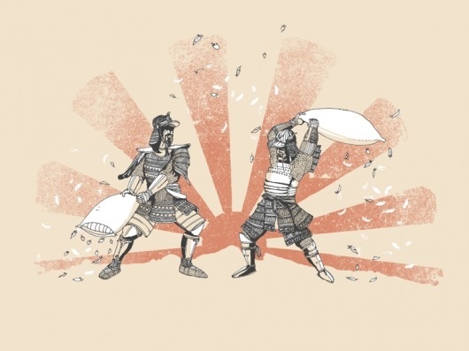 Woot® : One Day, One Deal™ #print #design #shirt #screen #illustration #pillow #art #fight #samurai #japan