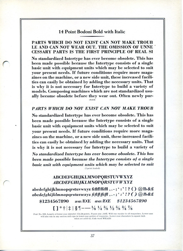Intertype Bodoni type specimen #type #specimen #typography
