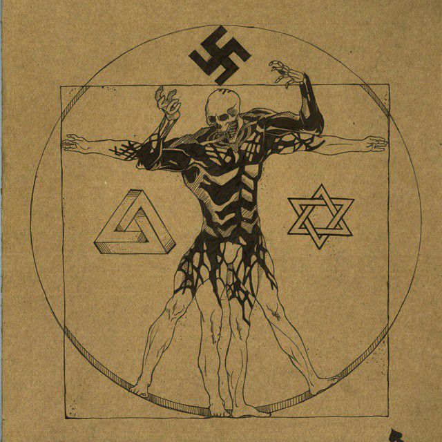 Nazi experiment!? #allhellbreaksloose #cardboard #sketch #sketches #skull #vitruvianman #concept #art #nazi #jew #impossibletriangle #blackandwhite #b/w
