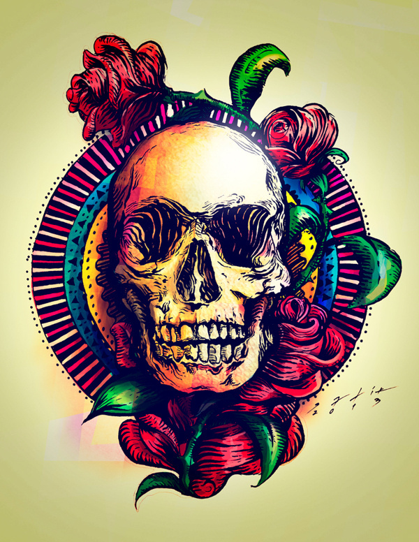 This is my life... on Behance #draw #rose #sadik #mexico #freestyle #guanajuato #paint #natural #tattoo #art #skull