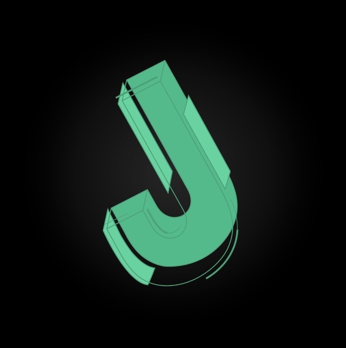 3D J #lettering #vector #digital #illustration #alphabet #3d #typography