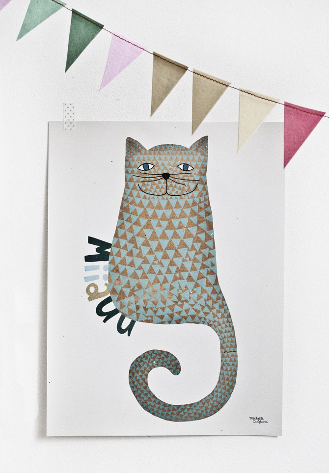 #nordic #design #graphic #illustration #danish #bright #simple #nordicliving #living #interior #kids #room #poster #paper #cat #miiauu