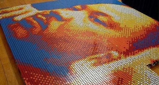 Dream Big Rubik's Cubes Portrait of Martin Luther King Jr. | Freshome #inspiration #portrait #rubik