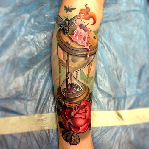 gregsrandomcrap: #moth #rose #tattoo #hourglass