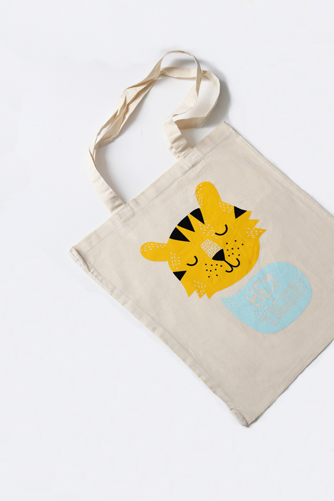 #nordic #design #graphic #illustration #danish #bright #simple #nordicliving #living #interior #kids #room #tote #bag #tiger #hey #yellow