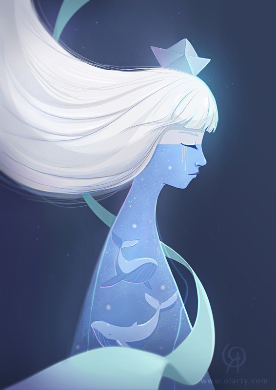 Starry sky with whales