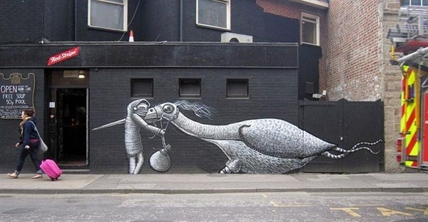 Black and white street art #abstract #surrealism #art #street #surreal