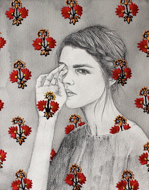 Embroidered drawings by artist Izziyana Suhaimi #illustration