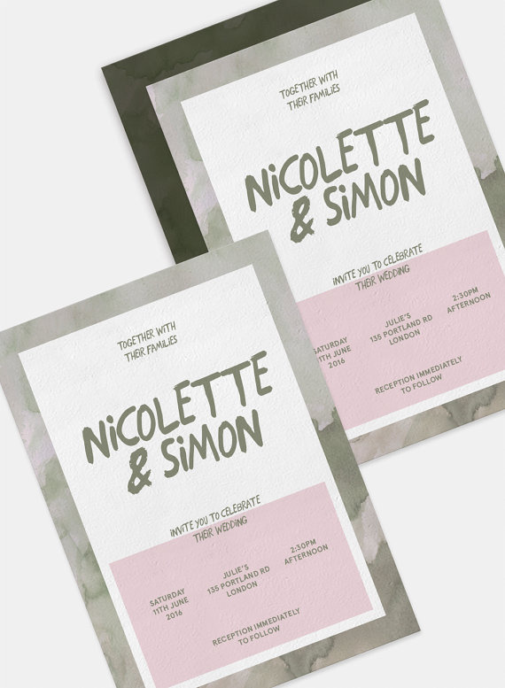 #wedding #invitation #watercolour #typography #minimalist #contemporary #designer #paper #craft