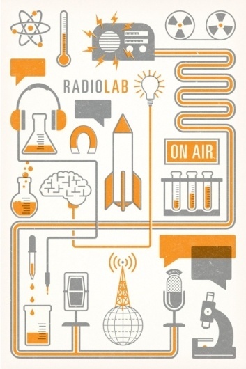 thequietsociety.com/blog | The Creative Work of Brian Hurst #radio #orange #illustration #poster #gray #radiolab #npr #science