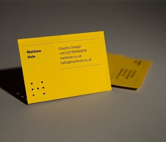 Matthew Hole #die #cut #lines #business #branding #card #stationery #yellow #brand #identity #rules #personal #holes #typography