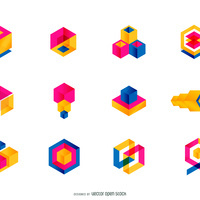 Colorful geometric logo set