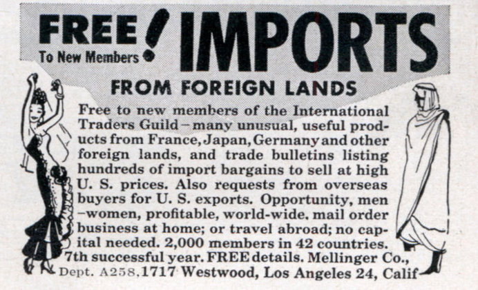 FREE IMPORTS FROM FOREIGN LANDS #print #design #graphic #clip #illustration #art #novelties