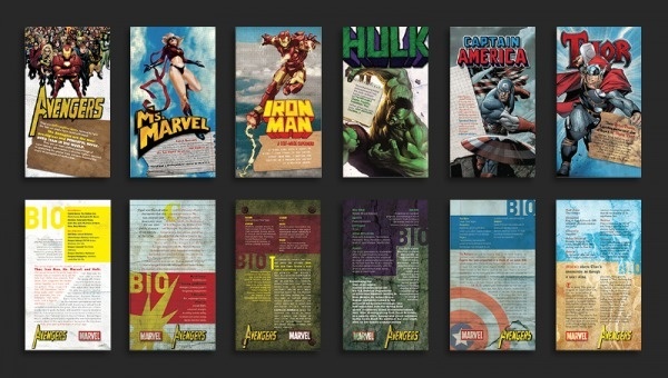 Avengers Collectable Cards - ERICKMELENDEZ #lettering #print #avengers #marvel #typography