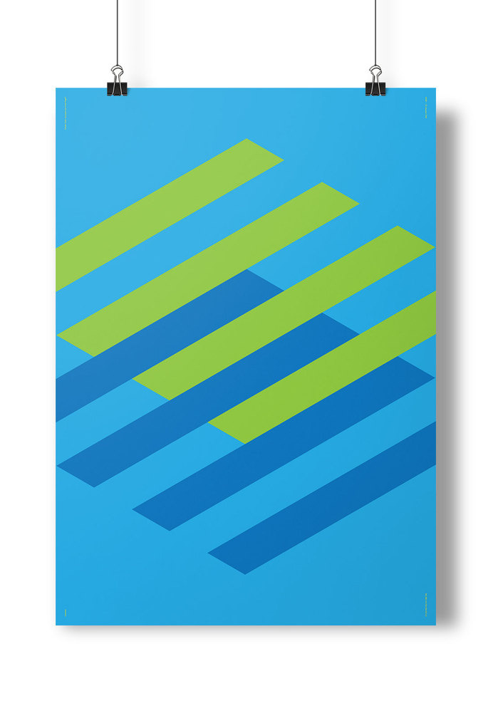 Poster Project #print #shapes #float #grid #levitate #poster #blue #green