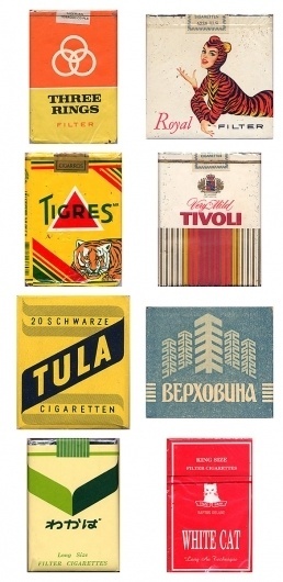 Amazing vintage cigarette pack designs from around the world #cigaratte #packaging #kranich #vintage #christian #typography