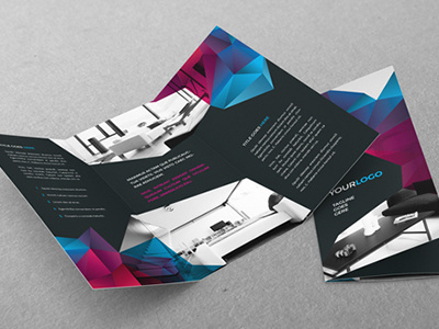 Cool Modern Trifold. Download here: https://dribbble.com/shots/1564439-Cool-Modern-Trifold #pattern #modern #print #colorful #gradient #template #brochure #cool