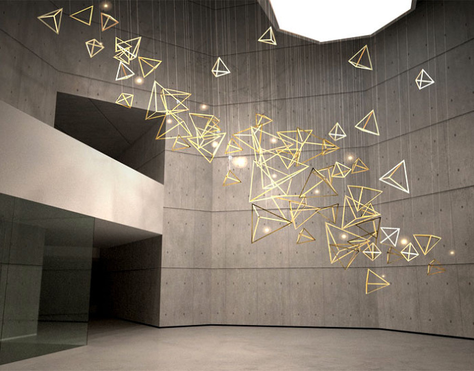 Sculptural Light Installation for Public Areas - #lamp, #design, #lighting, #art, lights, lighting design, art installations