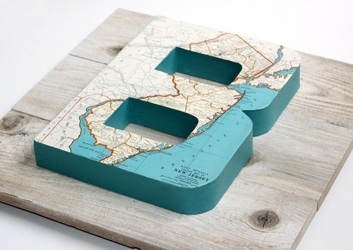 vintage map diy idea #serif #sans #map #letter #3d