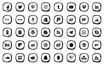 Social icons black colour transparent background abstract circle style