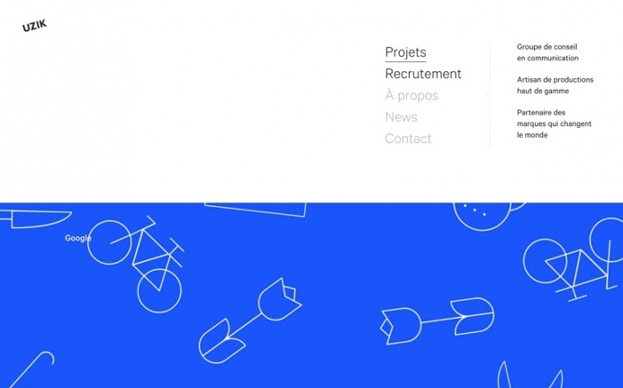 Uzik french design webdesign communication studio agency modern beautiful simple clean webdesign website site of the day inspiration inspire