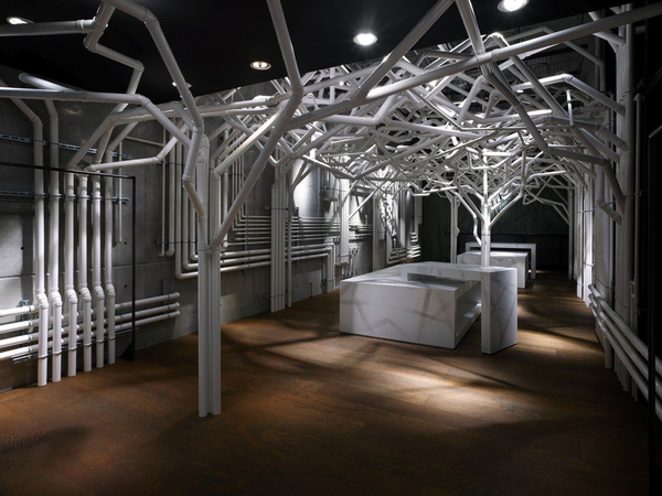 Nature Factory / Suppose Design Office #store #white #pipe #tree