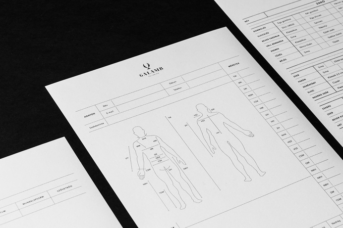 Galamb tailoring brand identity design budapest hungary mindsparkle mag black dark deluxe luxury white high end packaging business card