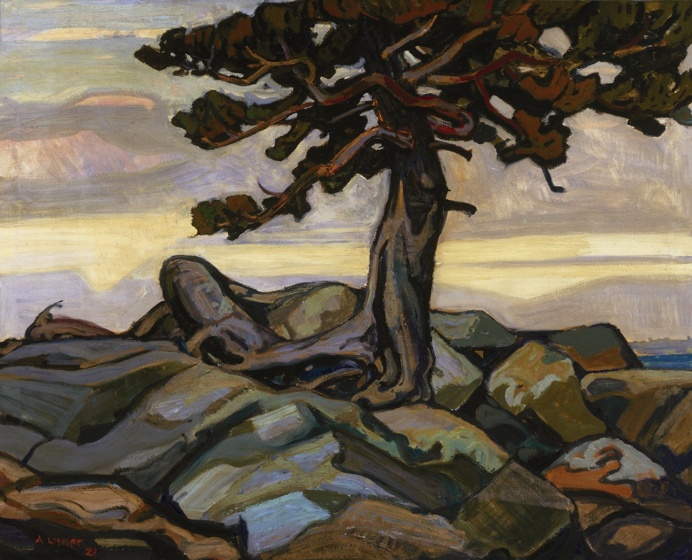 Pine Tree and Rocks by Arthur Lismer #Lismer #tree #pine #landscape #canada