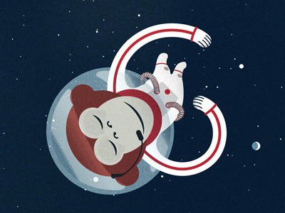 modern thrifter #lettering #astronaut #space #monkey #illustration