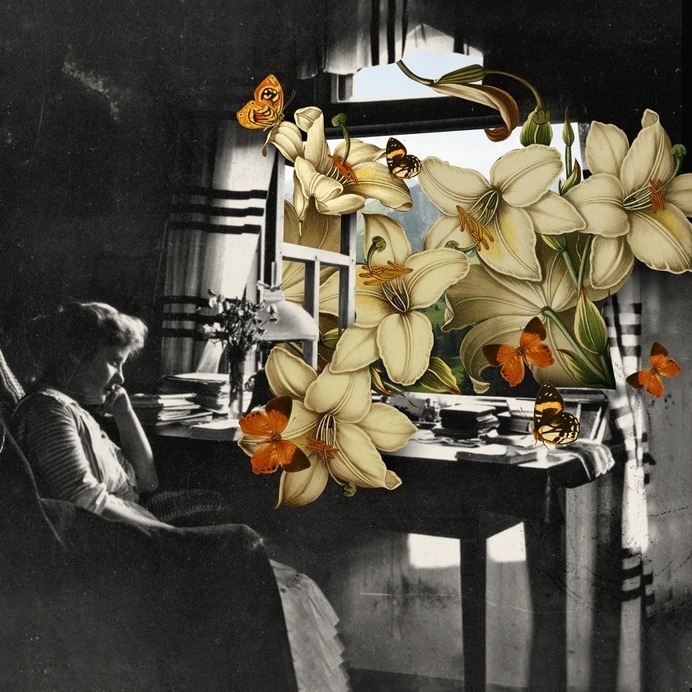 Hope Springs. #collage #flowers #black&white