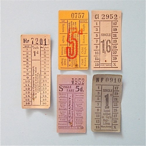 Vintage Paper Bus Tickets from the UK Transportation Ephemera for Scrapbooking Crafts Art Mixed Media Collage Collectible Supplies