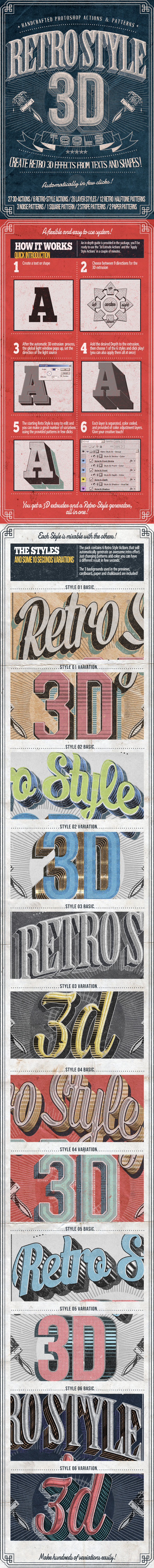 Retro Style 3D Tools – Photoshop Actions #retro #vintage #poster #3d #typography
