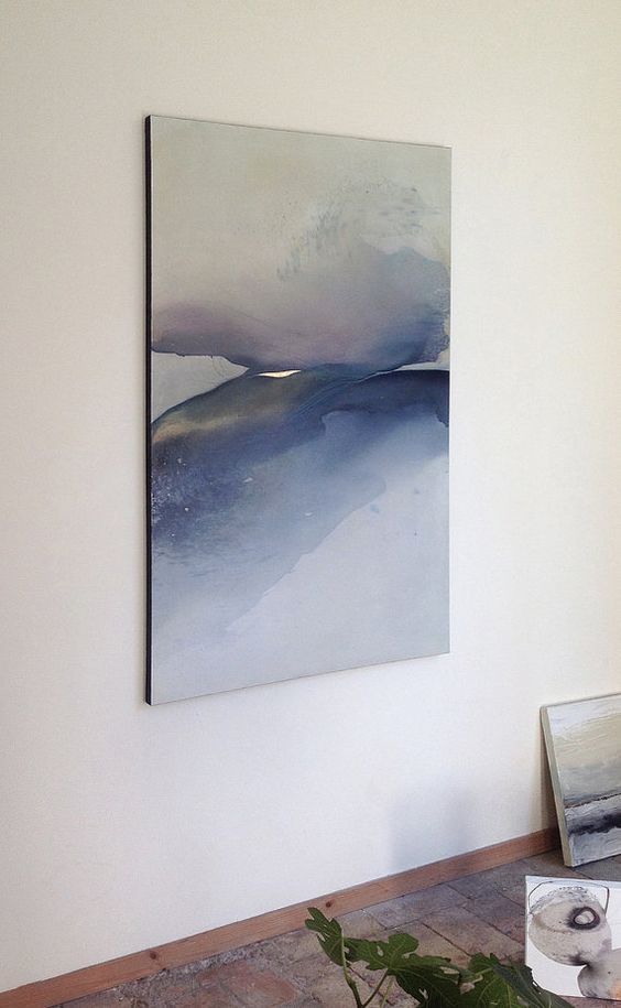 Large Landscape Original Painting on Canvas Blue door MadlenDesign