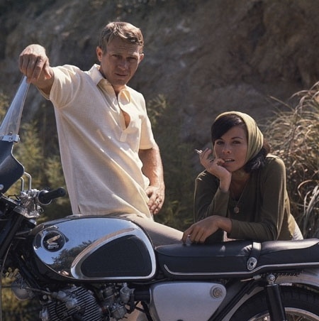 ClassicForever: Wallowing in Adorableness: Steve McQueen and Neile Adams #steve #mcqueen #honda #motorcycle