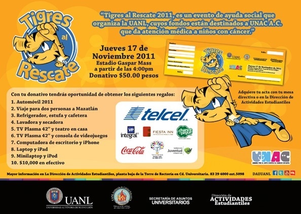 Tigres al Rescate 2011 on Behance #2011 #branding #refresh #flyer #design #illustrator #uanl #program #tigres #illustration #brand #rescate #donation #monterrey #logo #character